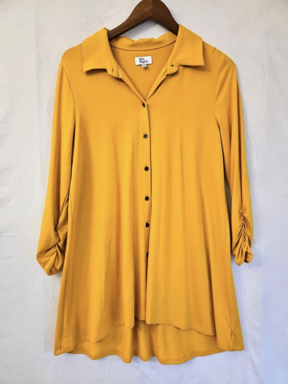 Kim Rogers Button Down Tunic in Yellow Size Medium